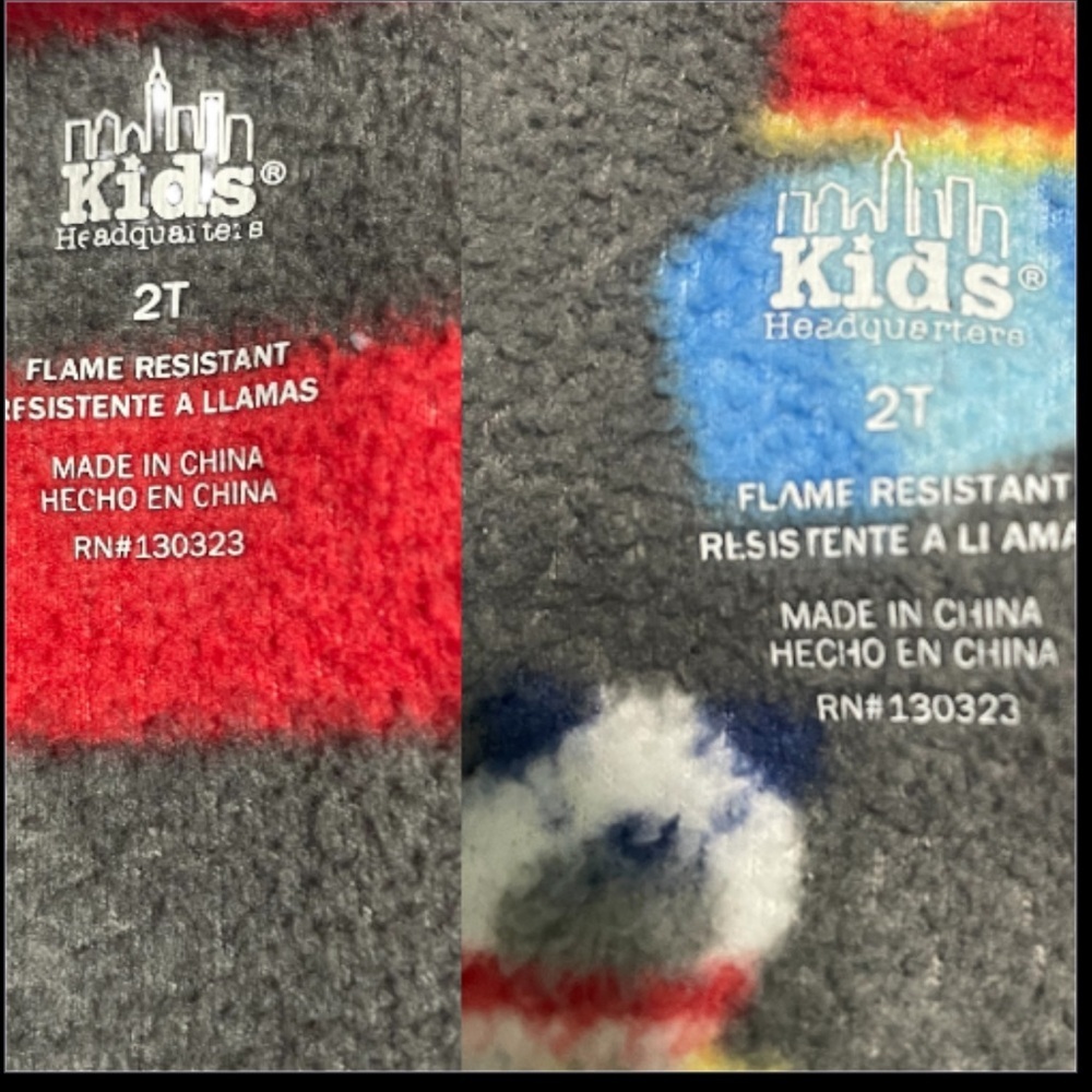 Kids Headquarters  Set of 2 Striped Red and Gray Kids One Piece Pajamas - Picture 4 of 8
